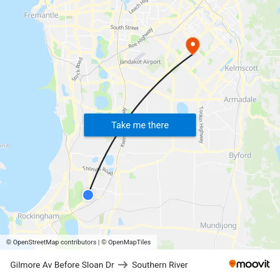Gilmore Av Before Sloan Dr to Southern River map