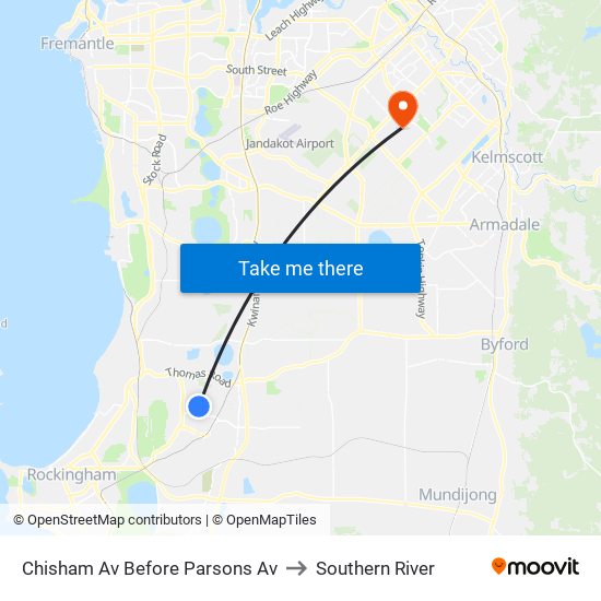 Chisham Av Before Parsons Av to Southern River map