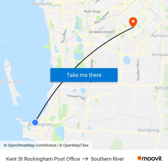 Kent St Rockingham Post Office to Southern River map