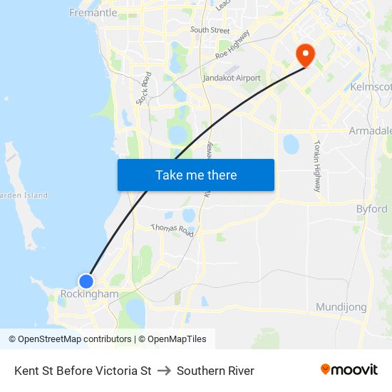 Kent St Before Victoria St to Southern River map