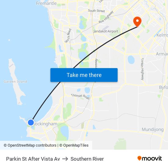 Parkin St After Vista Av to Southern River map