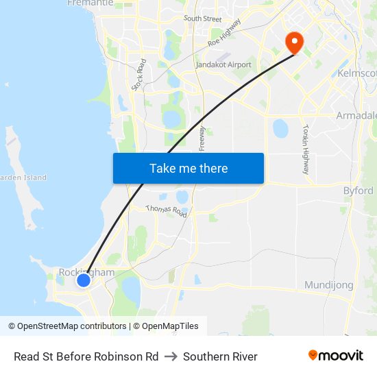 Read St Before Robinson Rd to Southern River map