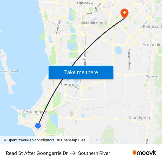 Read St After Goongarrie Dr to Southern River map