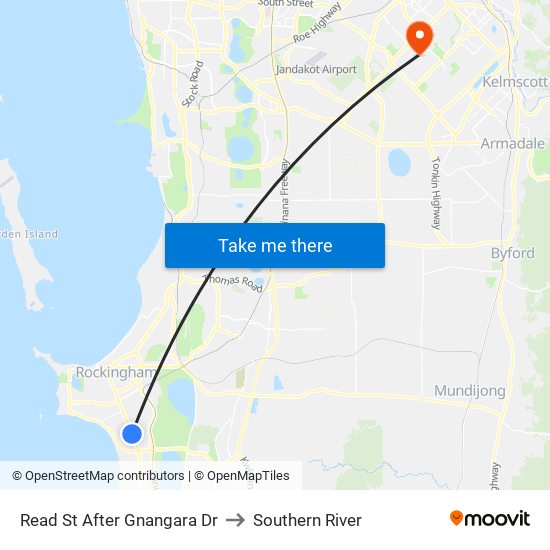 Read St After Gnangara Dr to Southern River map