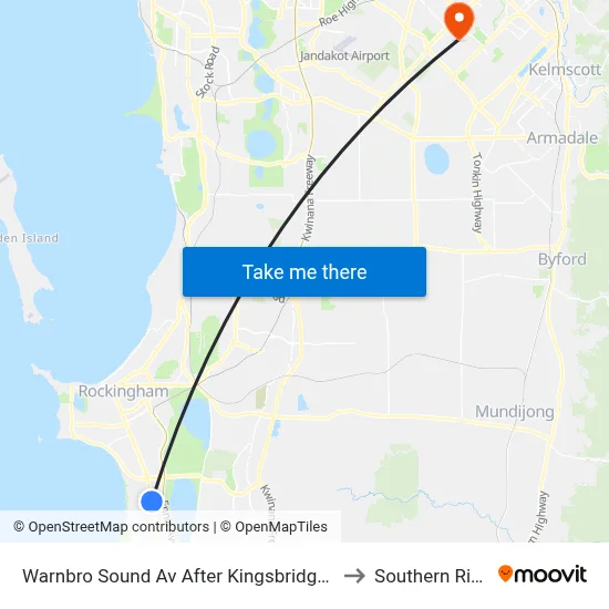 Warnbro Sound Av After Kingsbridge Rd to Southern River map