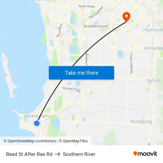 Read St After Rae Rd to Southern River map