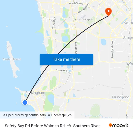 Safety Bay Rd Before Waimea Rd to Southern River map