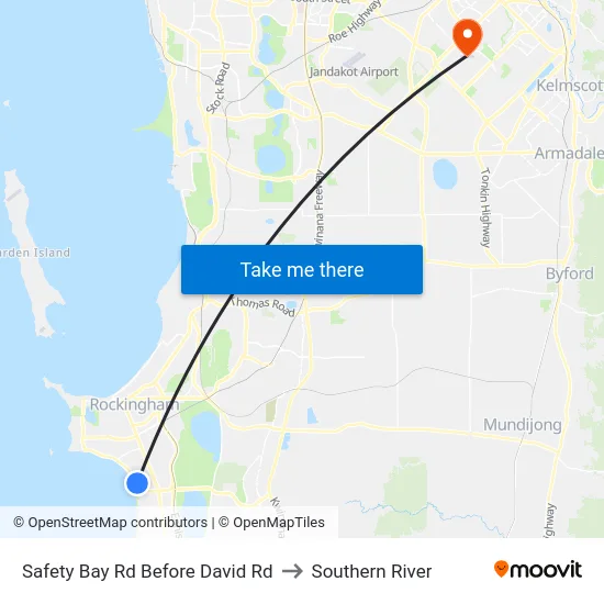 Safety Bay Rd Before David Rd to Southern River map