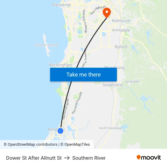 Dower St After Allnutt St to Southern River map