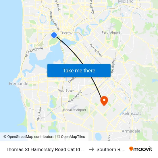 Thomas St Hamersley Road Cat Id 139 to Southern River map