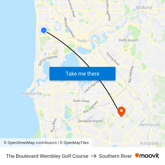 The Boulevard   Wembley Golf Course to Southern River map