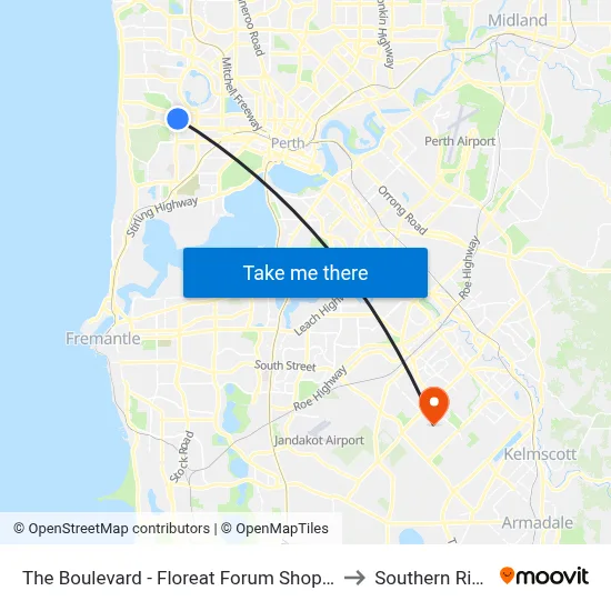 The Boulevard  - Floreat Forum Shop Ctr to Southern River map