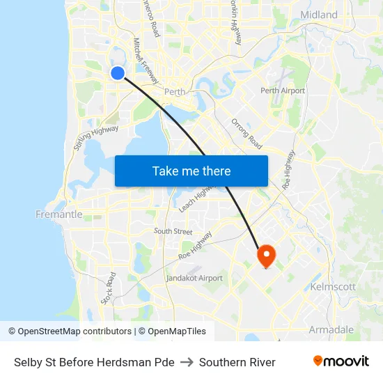 Selby St Before Herdsman Pde to Southern River map
