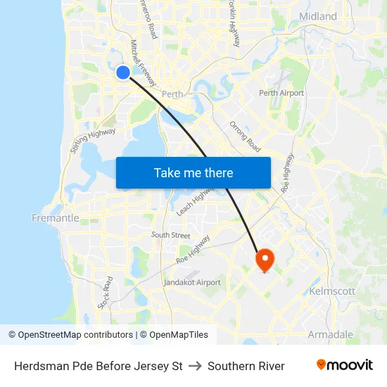 Herdsman Pde Before Jersey St to Southern River map