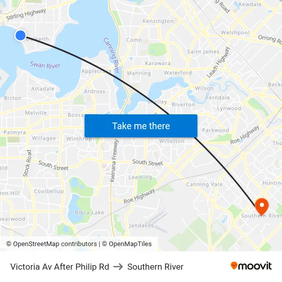 Victoria Av After Philip Rd to Southern River map