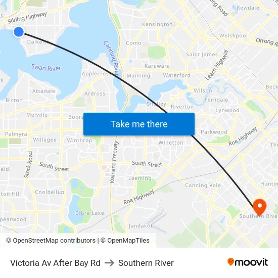 Victoria Av After Bay Rd to Southern River map