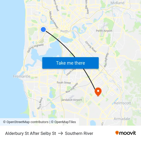Alderbury St After Selby St to Southern River map
