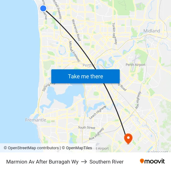 Marmion Av After Burragah Wy to Southern River map