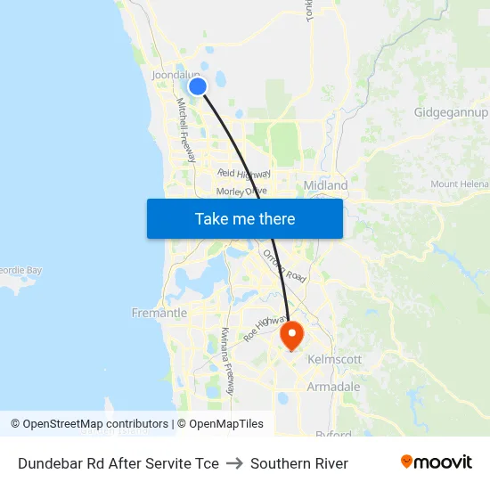 Dundebar Rd After Servite Tce to Southern River map