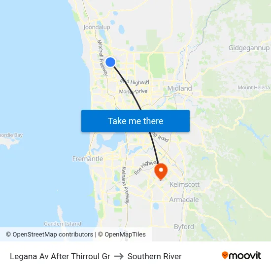Legana Av After Thirroul Gr to Southern River map