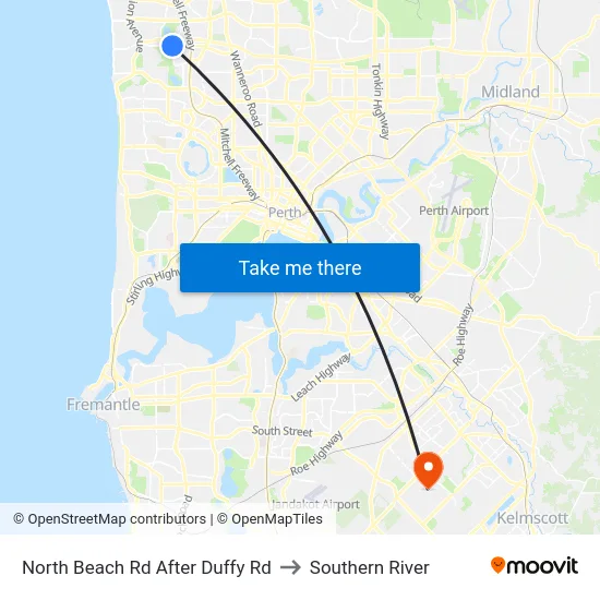 North Beach Rd After Duffy Rd to Southern River map