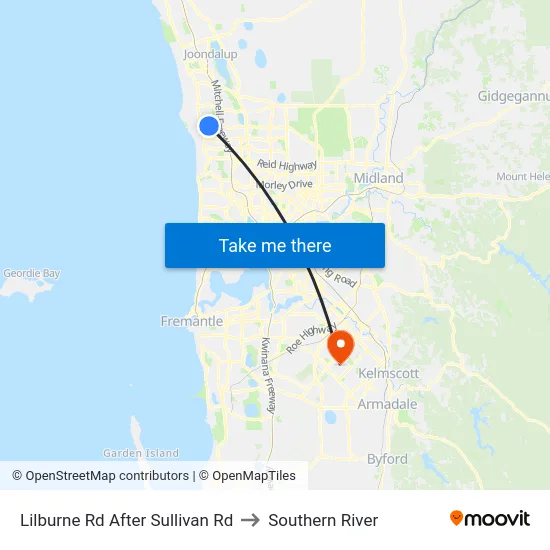 Lilburne Rd After Sullivan Rd to Southern River map