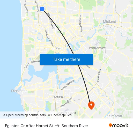 Eglinton Cr After Hornet St to Southern River map