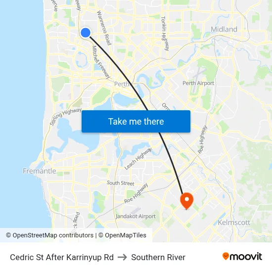 Cedric St After Karrinyup Rd to Southern River map