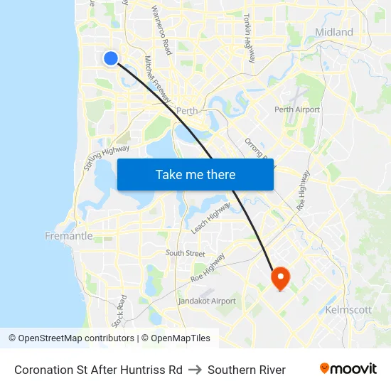 Coronation St After Huntriss Rd to Southern River map