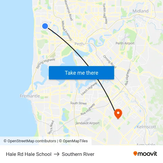 Hale Rd Hale School to Southern River map