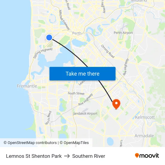 Lemnos St Shenton Park to Southern River map