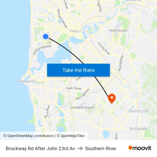 Brockway Rd After John 23rd Av to Southern River map