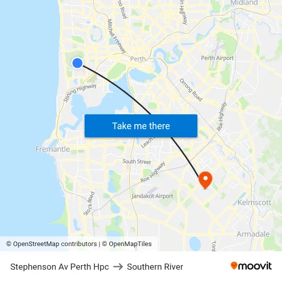 Stephenson Av Perth Hpc to Southern River map