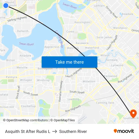 Asquith St After Rudis L to Southern River map