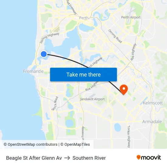Beagle St After Glenn Av to Southern River map