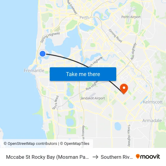 Mccabe St Rocky Bay (Mosman Park) to Southern River map