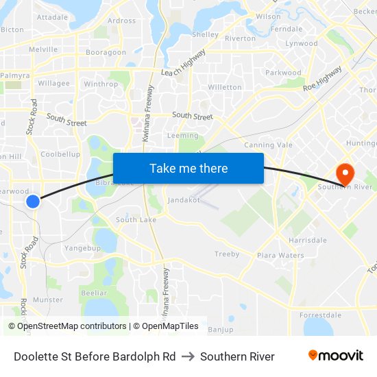 Doolette St Before Bardolph Rd to Southern River map