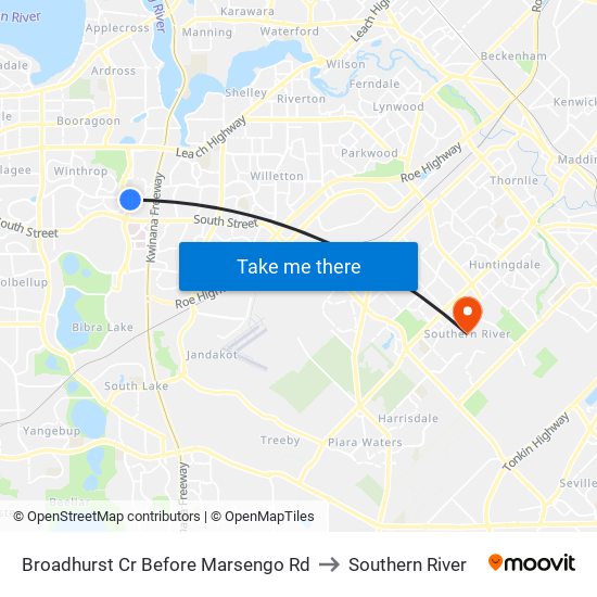 Broadhurst Cr Before Marsengo Rd to Southern River map