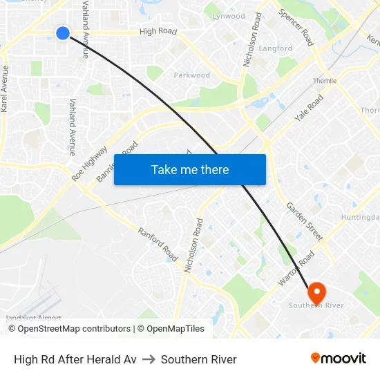 High Rd After Herald Av to Southern River map