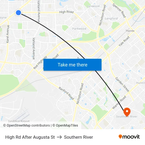 High Rd After Augusta St to Southern River map