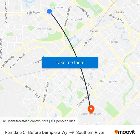 Ferndale Cr Before Dampiera Wy to Southern River map