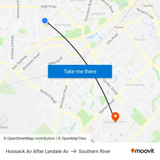 Hossack Av After Lyndale Av to Southern River map