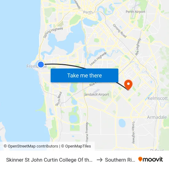 Skinner St John Curtin College Of the Arts to Southern River map