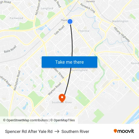 Spencer Rd After Yale Rd to Southern River map