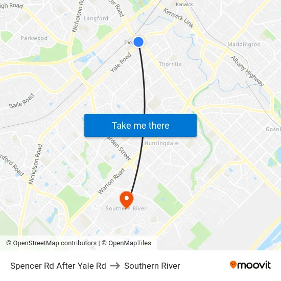 Spencer Rd After Yale Rd to Southern River map