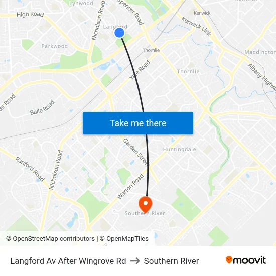 Langford Av After Wingrove Rd to Southern River map
