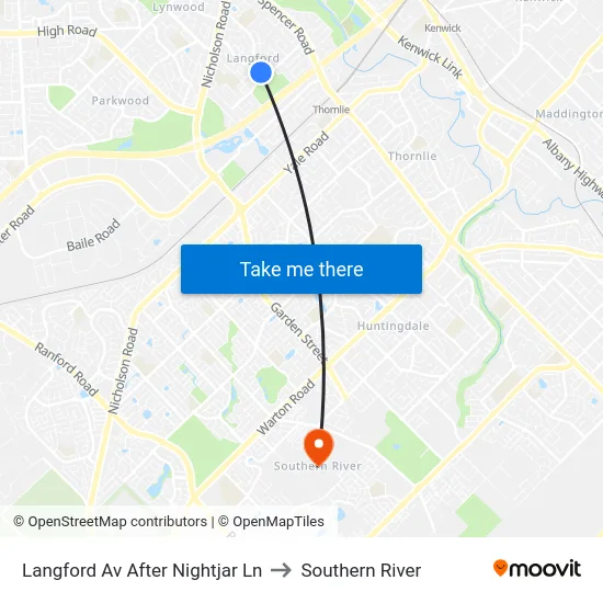 Langford Av After Nightjar Ln to Southern River map