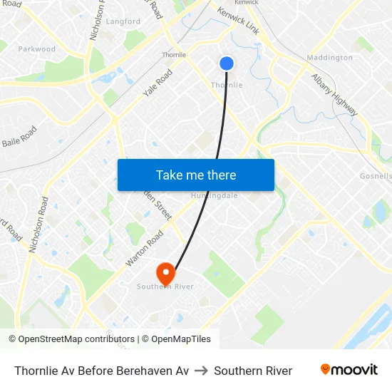 Thornlie Av Before Berehaven Av to Southern River map