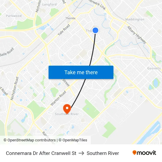 Connemara Dr After Cranwell St to Southern River map