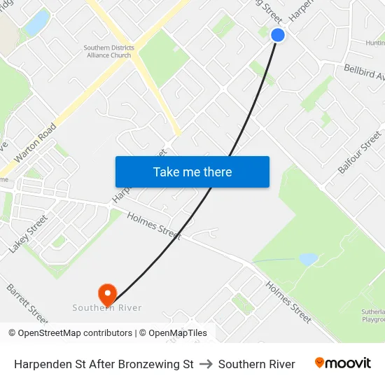 Harpenden St After Bronzewing St to Southern River map